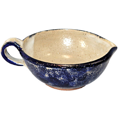 HARTSVILLE SQUARE POTTERY Blue Glaze Studio Art Ceramic Gravy Bowl Boat 9