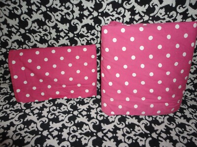 POTTERY BARN PB TEEN DOTTIE HOT PINK & WHITE POLKA DOTS (2PC) TWIN DUVET SET  -image
