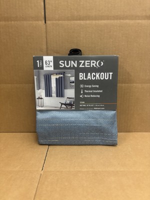 Sun Zero Blackout 63” x 40” Rod Pocket Panel Denim Energy Saving 100% Polyester-image