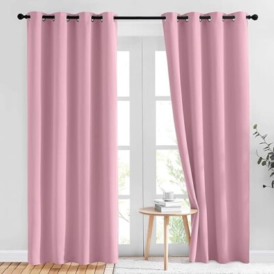NICETOWN Blackout Curtains Crystal Pink 52 x 84 2 Panels-image
