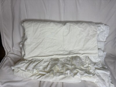 Pottery Barn Belgian Flax Linen Fringe Ruffle Duvet Cover-King/Cal King “READ”-image