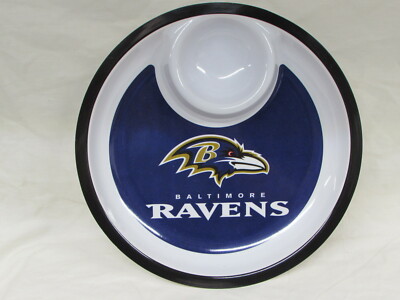 Baltimore Ravens Lot of 3 Plastic Serving Platter Large Bowl Chip & Dip Bowl-image