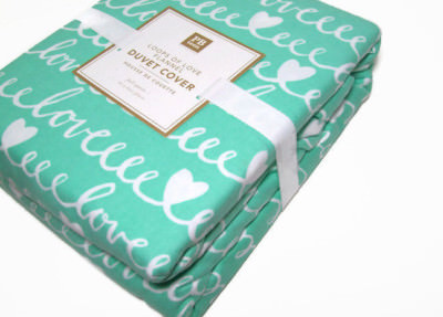 Pottery Barn Teen Aqua Pool Loops Love Flannel Cotton Full Queen Duvet Cover-image