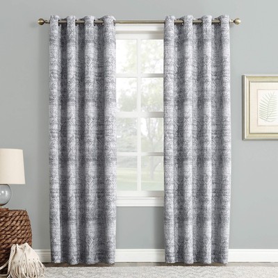 - 51948 Darren Distressed Woven Jacquard Blackout Grommet Curtain Panel, 50