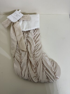 Pottery barn  kids love shack fancy ruched velvet blush Christmas stocking-image