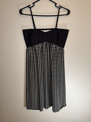 Max Studio Mini Dress Women Size M Sleeveless Black White Stretch-image