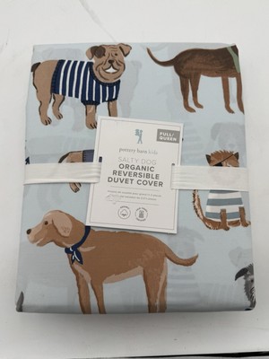 🌟Pottery Barn Kids Salty Dog pirate puppy FULL QUEEN duvet cover nautical🌟-image