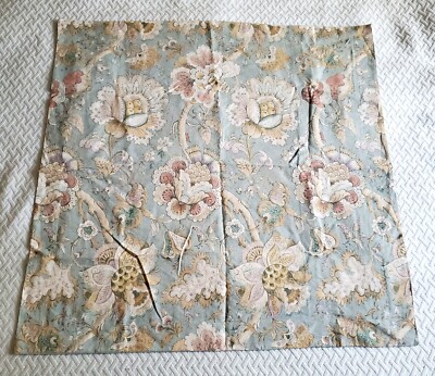 Pottery Barn Linen-Blend Euro Sham Light Blue and Tan Jacobean Floral-image