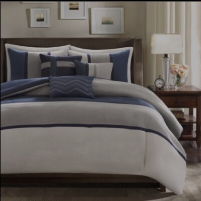 Madison Park Queen Comforter Set Blue Gray-image