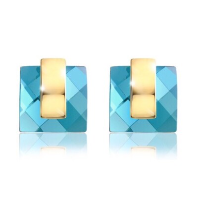 Made With Swarovski Crystals Teal Blue Faceted Earrings-image