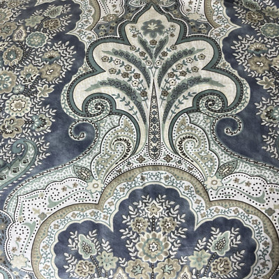 Pottery Barn Jordana Paisley Percale King 108x92 Duvet Cover And Sham Blue-image