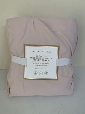 Pottery Barn Teen Recycled Microfiber Pintuck Duvet Cover Twin Powered Blush New-image