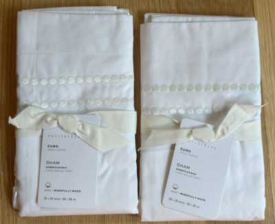 NWT Set of 2 Pottery Barn White Pearl EURO Sham Organic Cotton 26