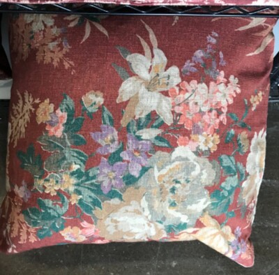 Pottery Barn Lydia Floral Pillow Cover Warm Red 24x24 sq Rust New More+🦩-image
