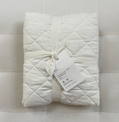 Pottery Barn BELGIAN FLAX LINEN DIAMOND Sham ~Euro~ White NWT-image