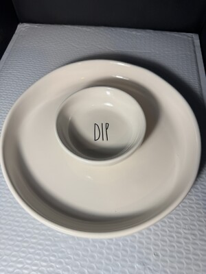 Rae Dunn Ceramic Chip And Dip Serving Tray, large 10