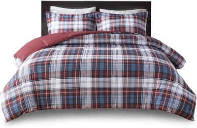 Madison Park Essentials Parkston Plaid Comforter, Matching Sham, 3M Scotchguard-image