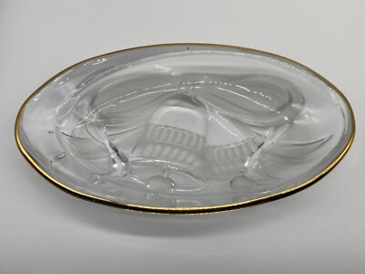 Studio Nova 3D Gilded Bells Frosted & Clear Oval Candy Trinket Dish Gold Trim 7