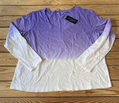 Candace Cameron bure NWOT Women’s ocean dipped Long sleeve tee L violet T10-image