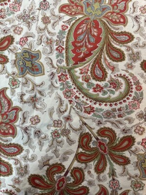 POTTERY BARN Full/Queen Duvet Cover CHARLIE PAISLEY RED 100% Organic COTTON-image