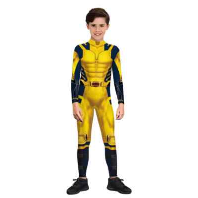 Kids Deadpool 3 Wolverine Cosplay Jumpsuit Costume Bodysuit Halloween Party Suit-image