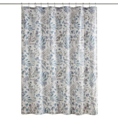 Madison Park Kairi 72 in. x 72 in. Polyester Floral Printed Blue Shower Curtain-image