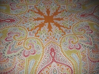 Pottery Barn  Queen Full Paisley Duvet Cover Orange Peach Gold Gray Red  Organic-image