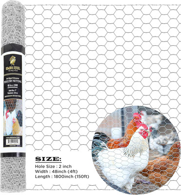 Chicken Wire 48 in X 150 FT X 2” Mesh X 20GA | Poultry Wire Netting | Hot Dipped-image