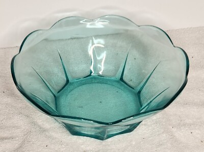 Vintage Anchor Hocking Swedish Modern Aquamarine Chip & Dip Set Large Bowl Only-image