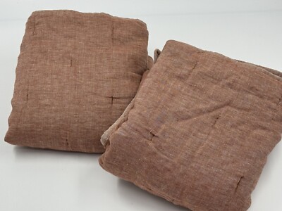 2 Pottery Barn BELGIAN FLAX LINEN King Tufted Shams, Brick-image
