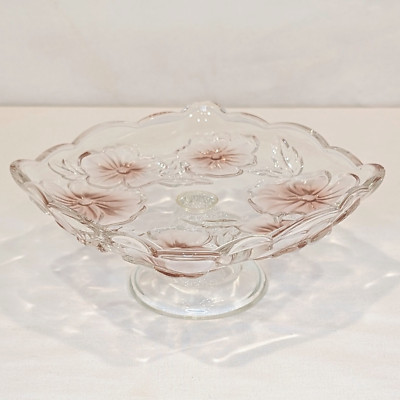 Vintage Studio Nova Footed Pedestal Bon Bon Dish Pansy Bouquet Floral Tray-image
