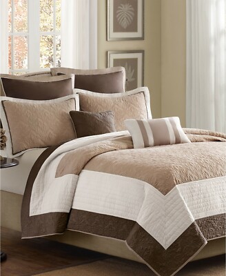 Madison Park Attingham 7-Pc. Quilted Coverlet Set - FULL / QUEEN - Beige-image