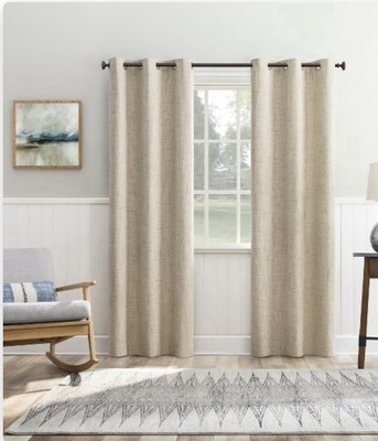 Sun zero blackout window panel 40”x84” Nickel Grommets Beige Crosshatch New-image