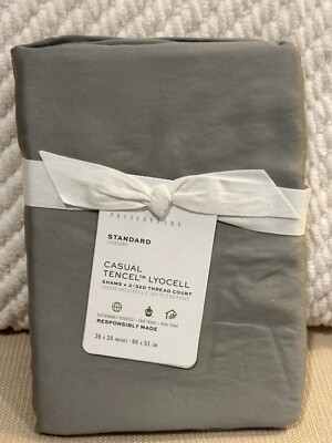 NEW Set of 2 Pottery Barn Tencel Lyocell Standard Shams Eucalyptus-image