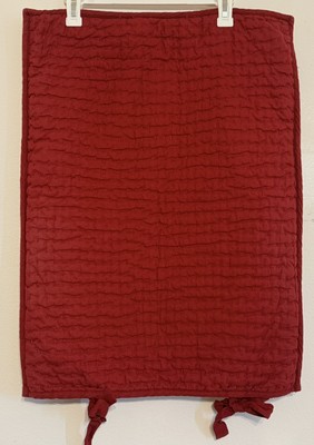 Pottery Barn Pick-Stitch Handcrafted Cotton Linen Quilted Pillow Std Sham Red-image