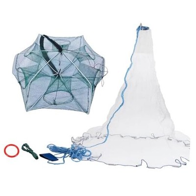 2 Pcs Foldable Fishing Net Accessories :Fishing Cast Net with Heavy Duty Real -image