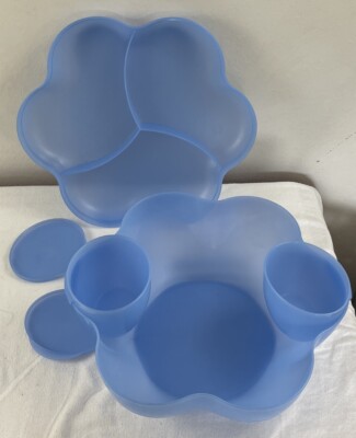 NEW Tupperware - Chip N Dip Set with Dip Bowls 1.5 Gallon -blue-image