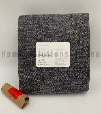 Pottery Barn Seaton Textured Cotton Blackout Curtain Charcoal 50