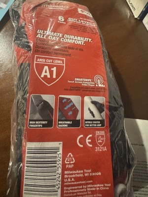 Large Red Nitrile Level 1 Cut Resistant Dipped Work Gloves 6 Pack Ultimate-image