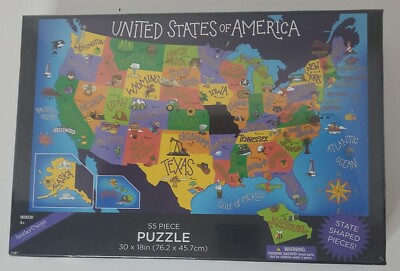 United States of America State Shaped 55 Piece Puzzle 30x 18 in by Design Studio-image