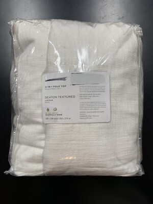 Pottery Barn Seaton Textured Cotton Curtain Panel White 108x100 3-in-1 Pole Top-image