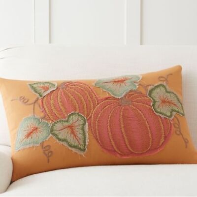 pottery barn Pumpkin Patch Lumbar Pillow Cover 16x26-image