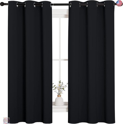 NICETOWN Halloween Pitch Black Solid Thermal Insulated Grommet Blackout-image