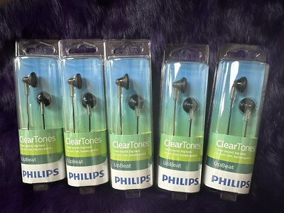 5 x Philips SHE 3010BK Earbuds-Earphones-Headphones Black-image