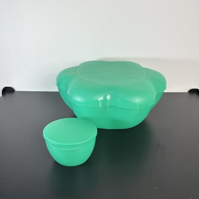 Vintage Tupperware Green Chip & Dip Serving Tray 4 pc Set 1.5 Gallon # 4624 A-2-image