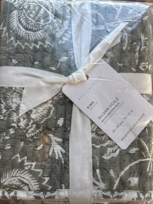 Pottery Barn Sloan Voile Reversible Sham King Green New-image