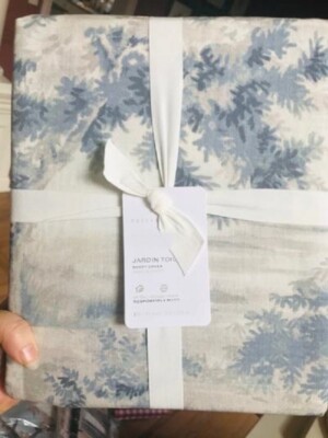 Pottery Barn Jardin Toile Duvet Cover Blue Queen 2 Euro Shams 3pc New🦩-image