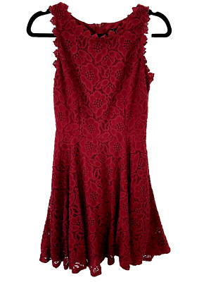 Dress City Studio Sz 3 Maroon Red Dress Lace Formal Party-image