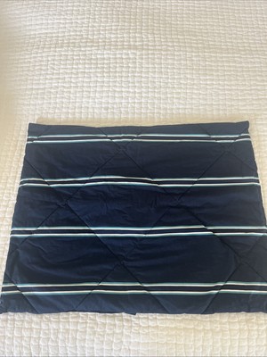2 Pottery Barn Teen STANDARD Shams Navy Blue Stripe Quilted EUC-image