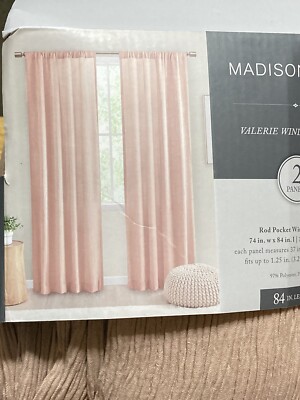 Madison Park Valerie Window Panel Pair BLUSH PINK Light Filtering Rod Pockets-image